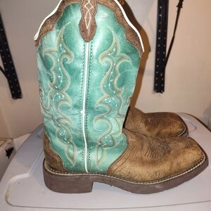 Justin Boots Teal and Brown Ankle Boots